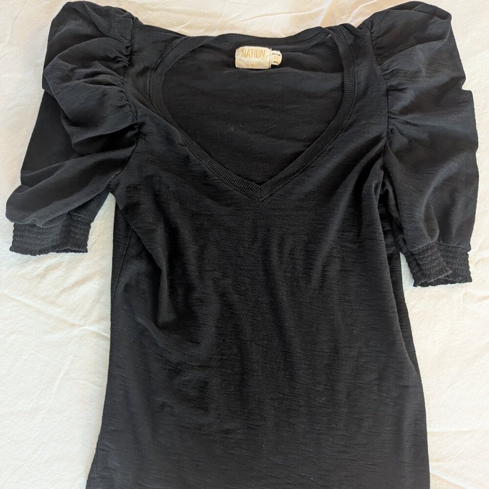Nation LTD Celine puff sleeve tee